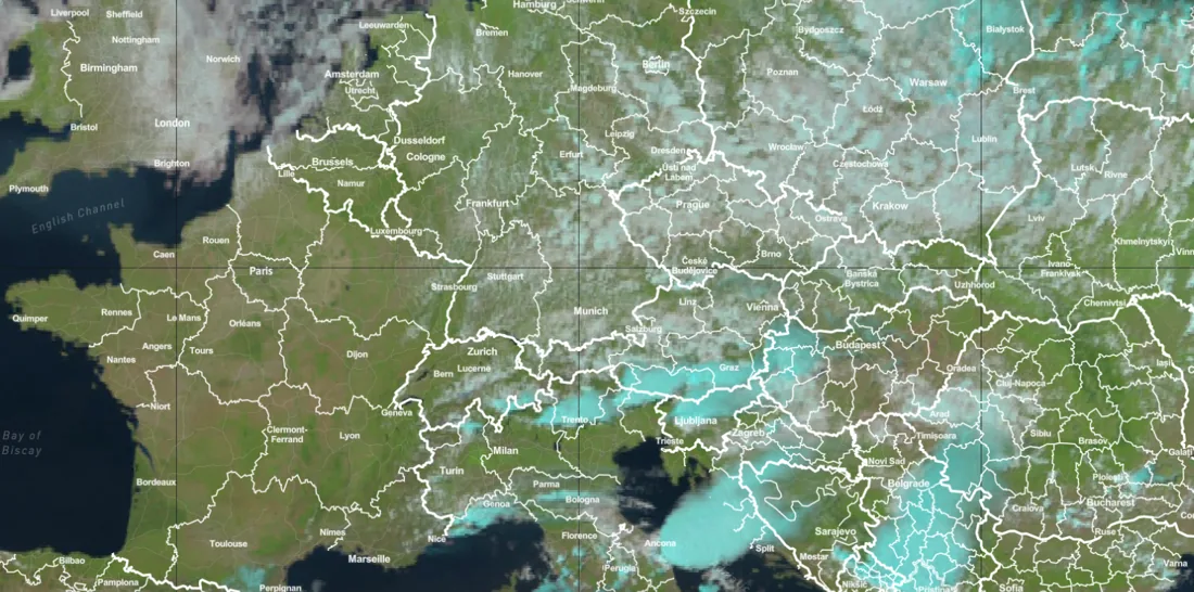 Satellitenbild über Mitteleuropa